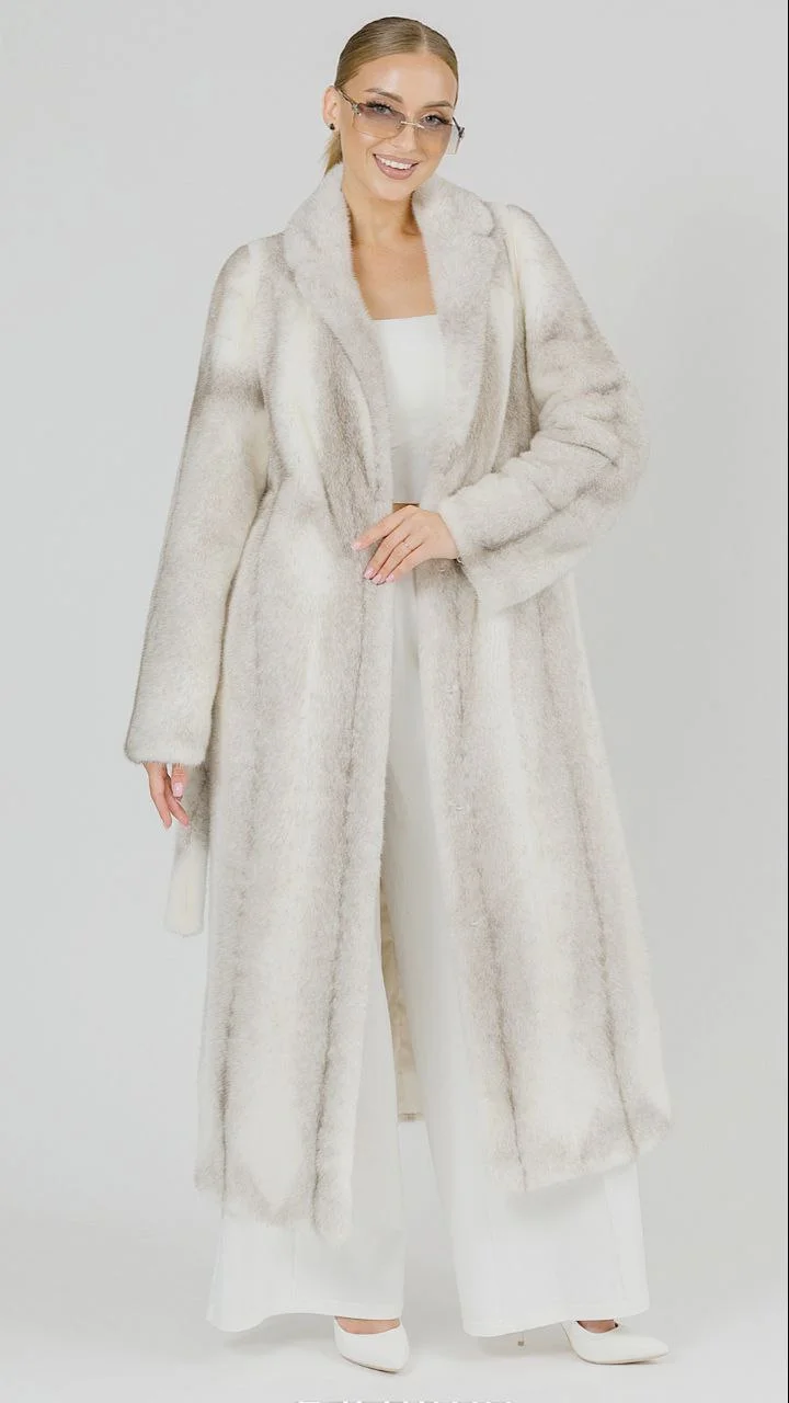 Шуба maxi прямого силуэта из меха норки Silver cross